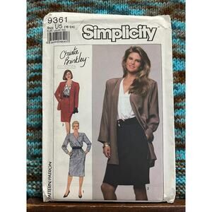 Simplicity Sewing pattern 9361 V neck dress boyfriend blazer Christie Brinkley